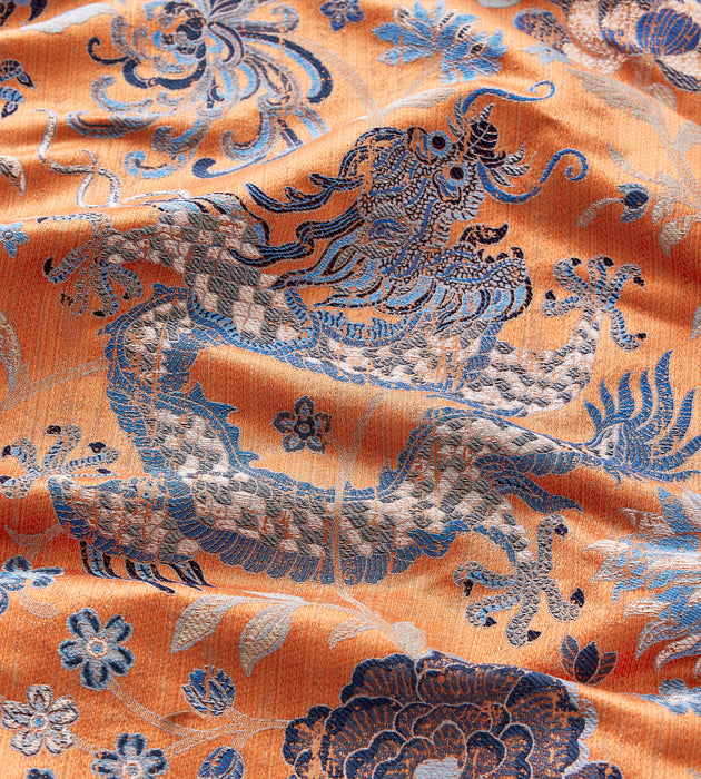 Scalamandre Dragon Tableau Persimmon Blue Fabric SC 000427327