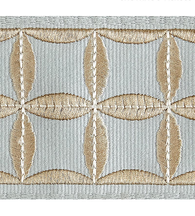 Scalamandre Fiori Embroidered Tape Aquamarine Trim Sample SC 0004T3288