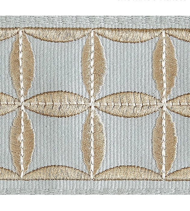 Scalamandre Fiori Embroidered Tape Aquamarine Trim Sample SC 0004T3288