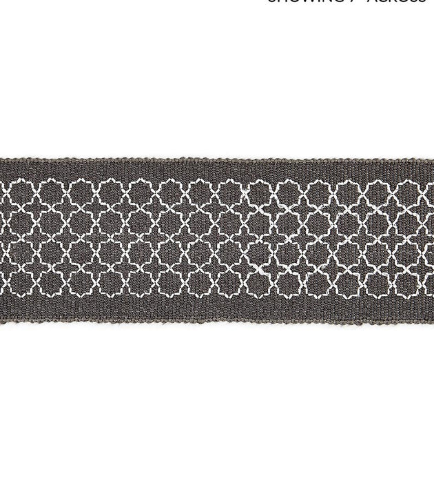 Scalamandre Seville Embroidered Tape Charcoal Trim Sample SC 0004T3289