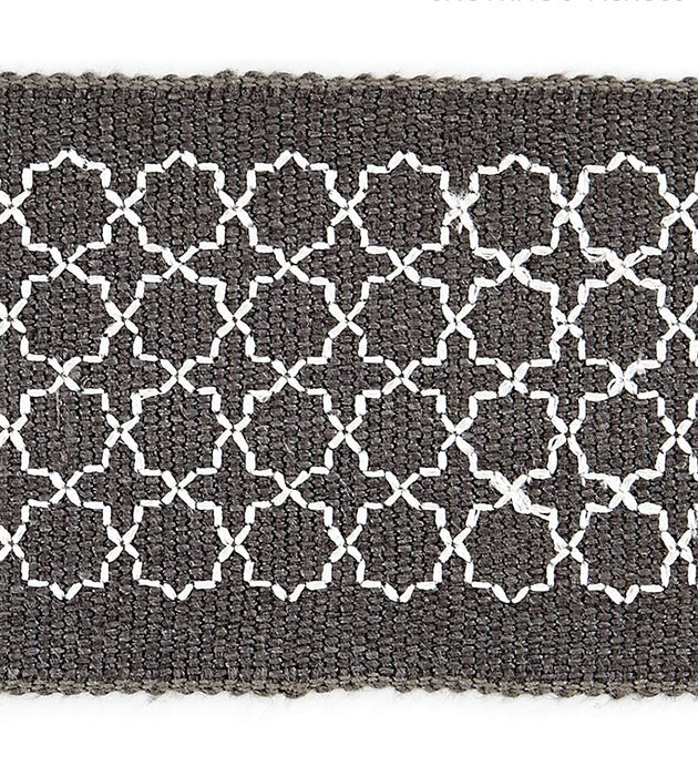 Scalamandre Seville Embroidered Tape Charcoal Trim SC 0004T3289