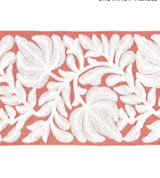 Scalamandre Coventry Embroidered Tape Coral Trim Sample SC 0004T3296