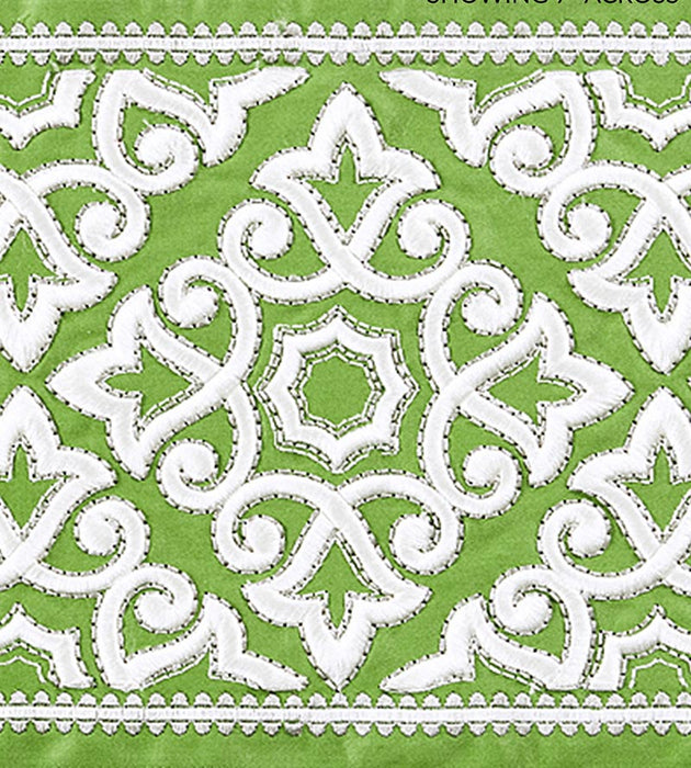 Scalamandre Ornamental Embroidered Tape Jade Trim Sample SC 0004T3320