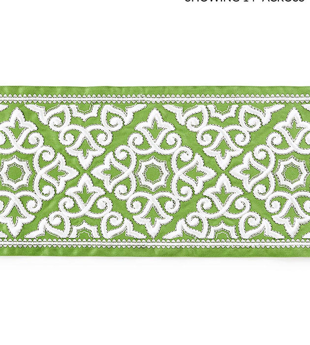 Scalamandre Ornamental Embroidered Tape Jade Trim Sample SC 0004T3320