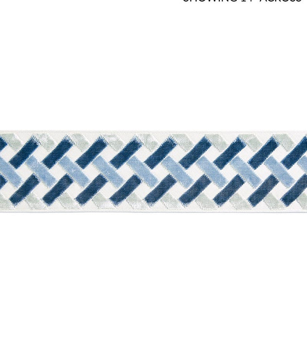 Scalamandre Parquet Velvet Tape Blue Lagoon Trim Sample SC 0004T3326