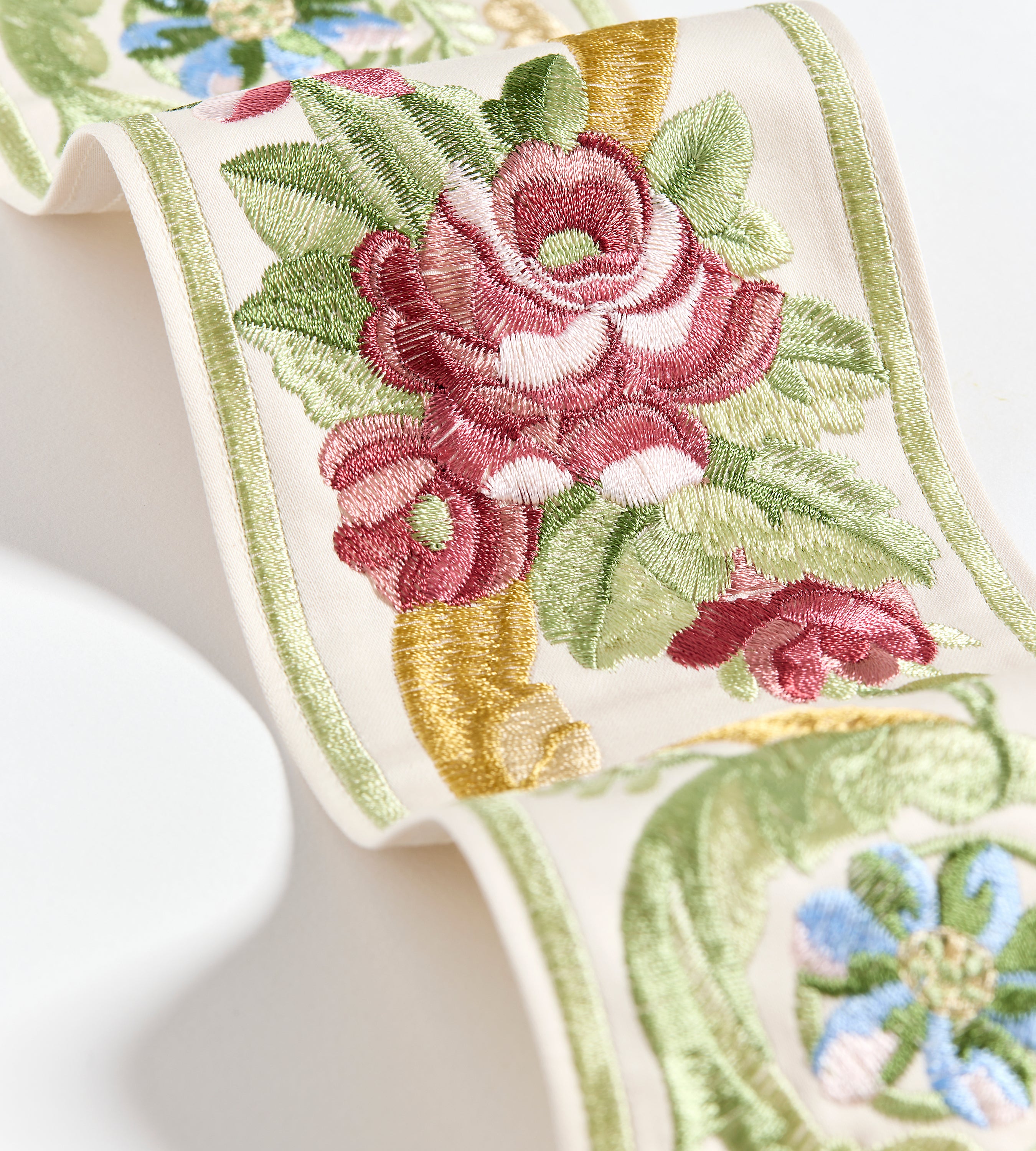 Scalamandre Reine Embroidered Tape Multi Bloom Trimming Sample SC 0004T3342