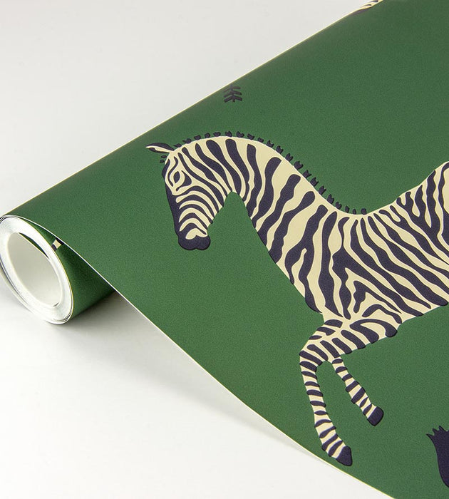 Scalamandre Zebras - Removable Serengeti Green Wallpaper SC 0004WP81388PS