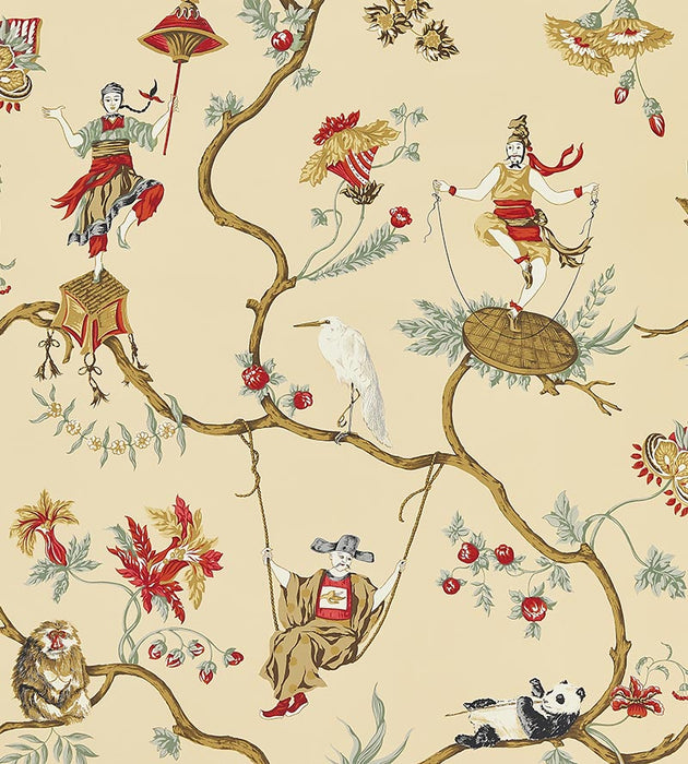 Scalamandre Ming Circus Multi On Tea Wallpaper SC 0004WP81605