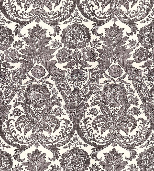 Scalamandre Luciana Damask Print Graphite Wallpaper Sample SC 0004WP88354