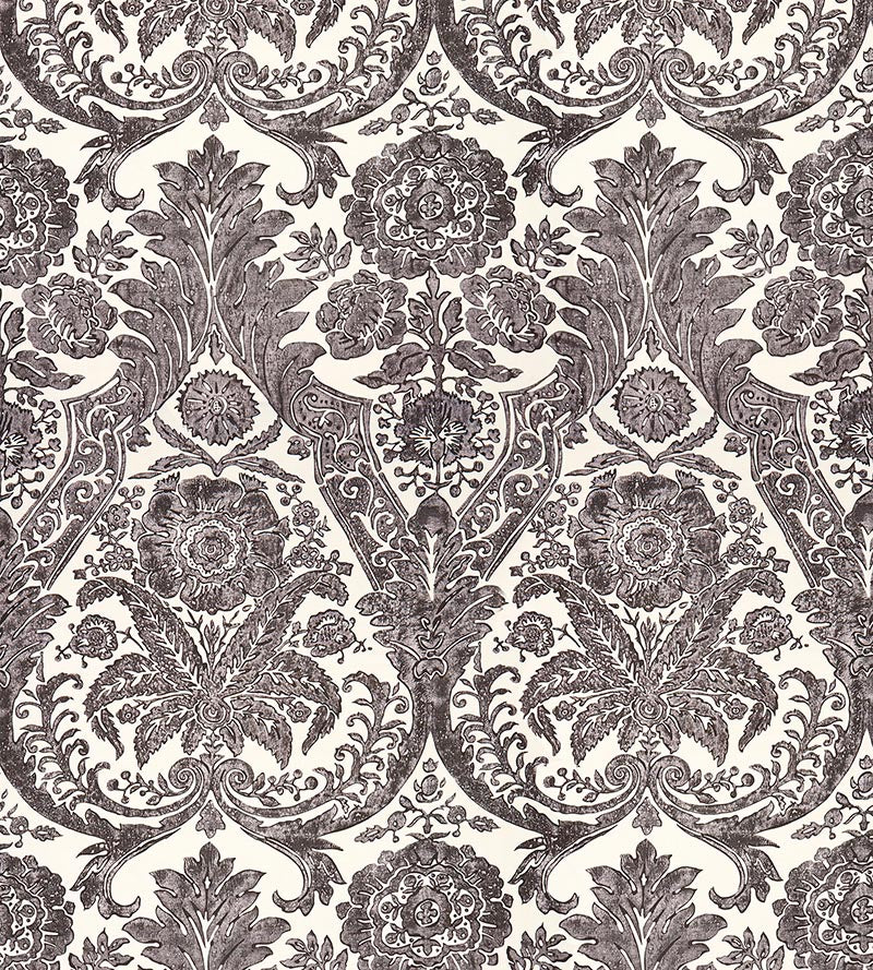 Scalamandre Luciana Damask Print Graphite Wallpaper SC 0004WP88354