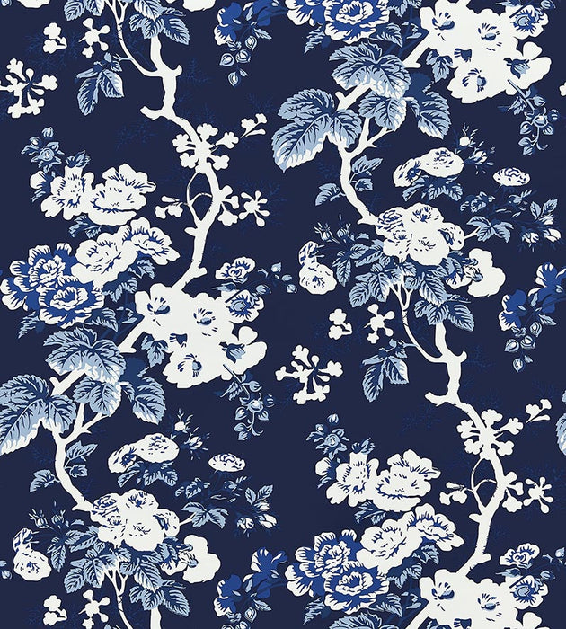 Scalamandre Ascot Floral Print Indigo Wallpaper SC 0004WP88372