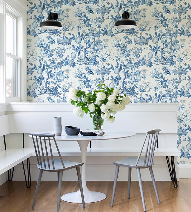 Scalamandre Shantung Garden - Removable Delft Wallpaper SC 0004WP88377PS