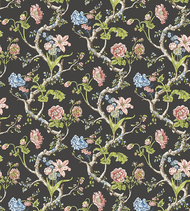 Scalamandre Andrew Jackson Floral Noir Wallpaper Sample SC 0004WP88432