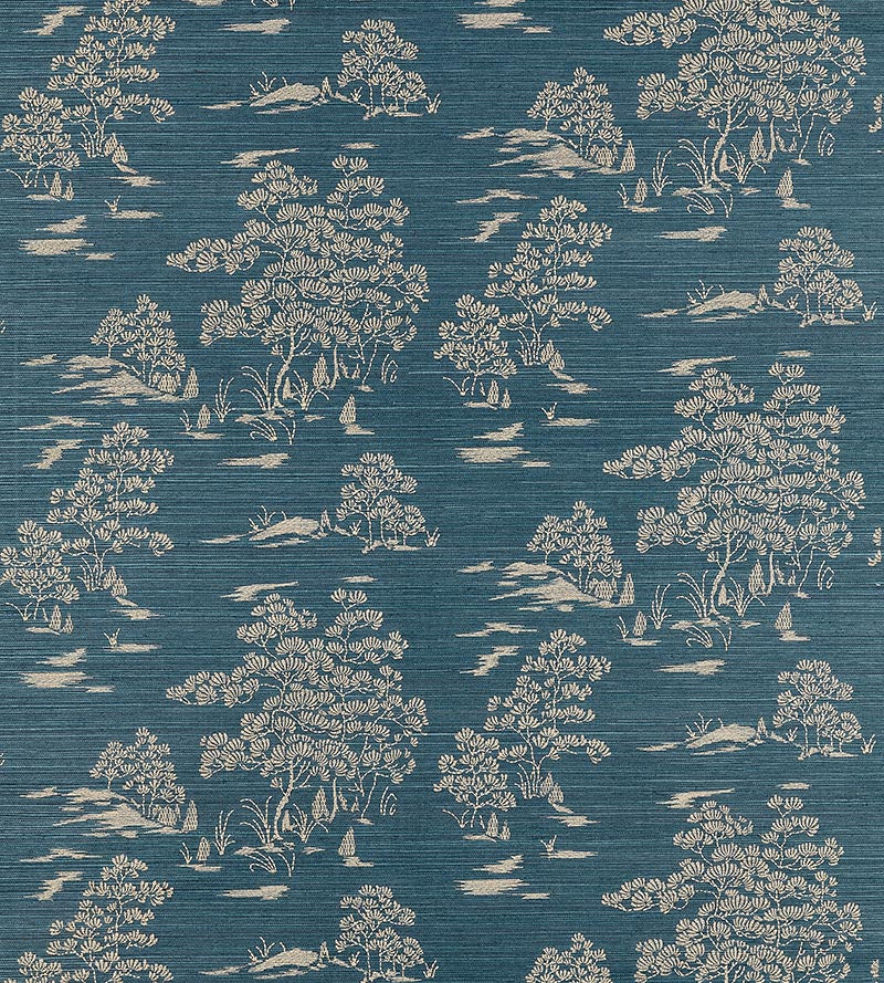 Scalamandre Katsura Embroidered Toile Peacock Wallpaper Sample SC 0004WP88445