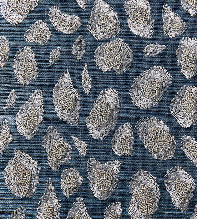 Scalamandre Catwalk Embellished Grasscloth Midnight Wallpaper Sample SC 0004WP88446