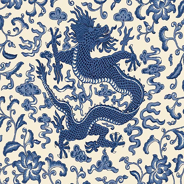 Scalamandre Chi'En Dragon - Removable Indigo Wallpaper Sample SC 0004WP88501PS