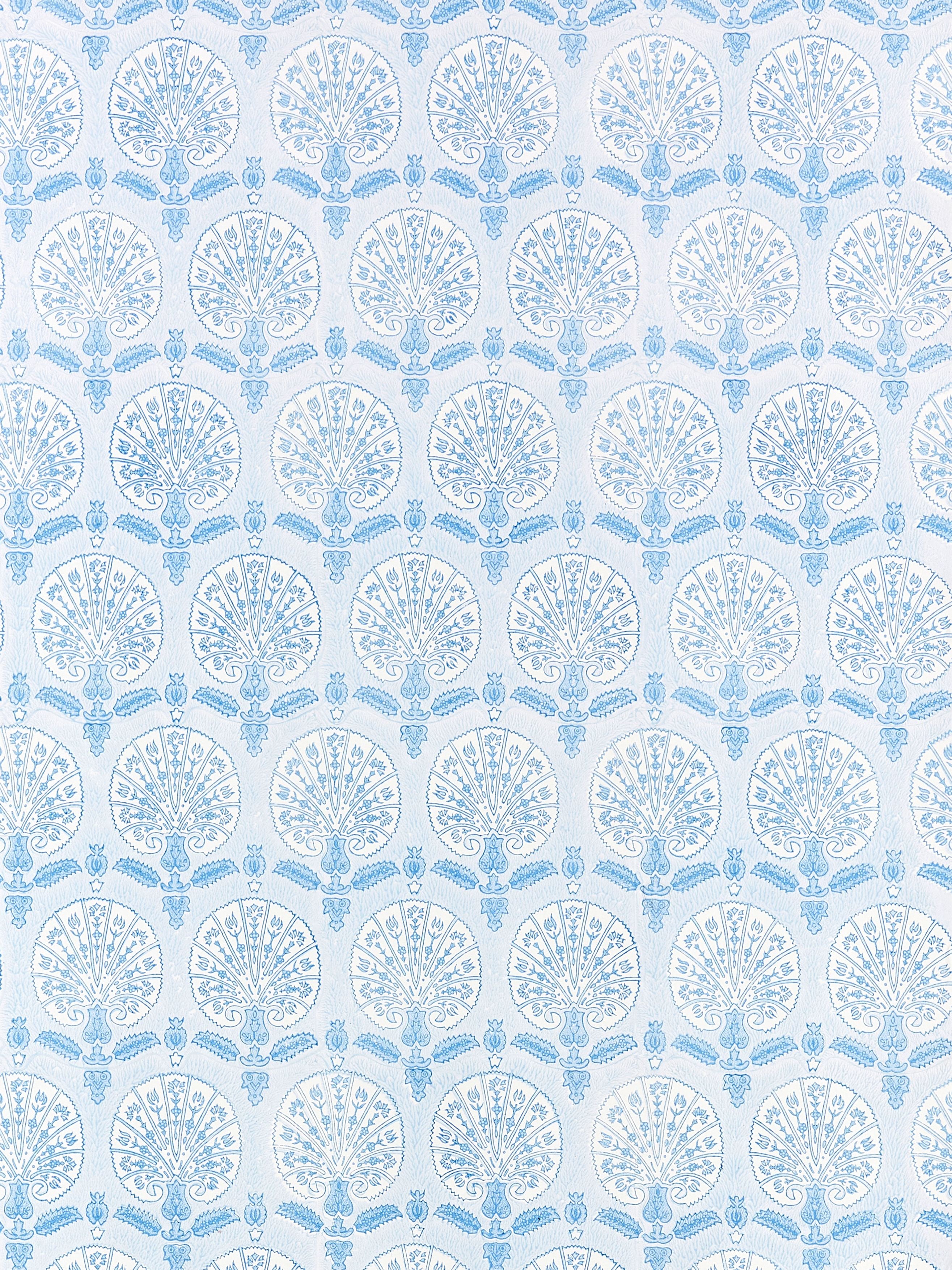 Scalamandre Karanfil Block Print Sky Wallpaper Sample SC 0004WP88560