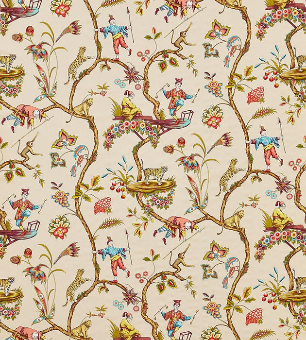 Scalamandre Chinoise Exotique Cotton Print Ecru Fabric SC 000516211