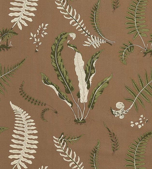 Scalamandre Elsie De Wolfe - Outdoor Greens On Brown Fabric SC 000516425