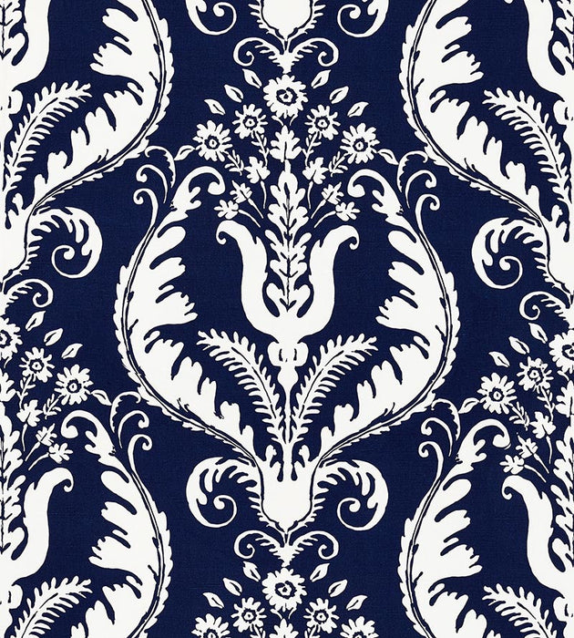 Scalamandre Primavera Linen Print Navy Fabric SC 000516597