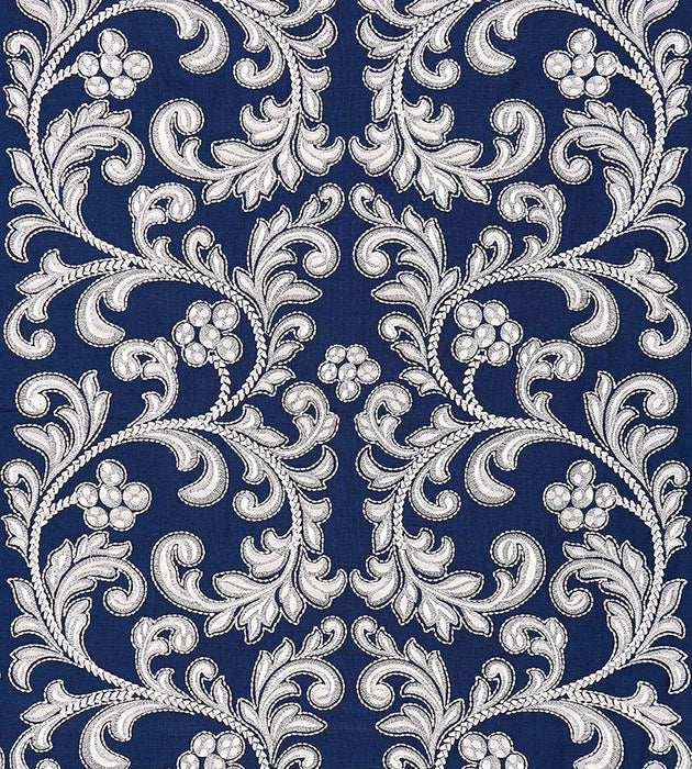 Scalamandre Chiara Embroidery Indigo Fabric SC 000527029