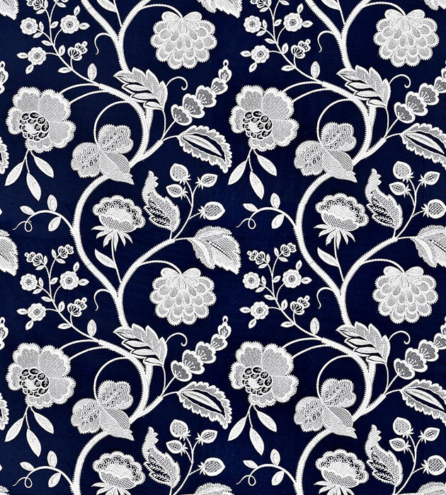 Scalamandre Kensington Embroidery Navy Fabric SC 000527151