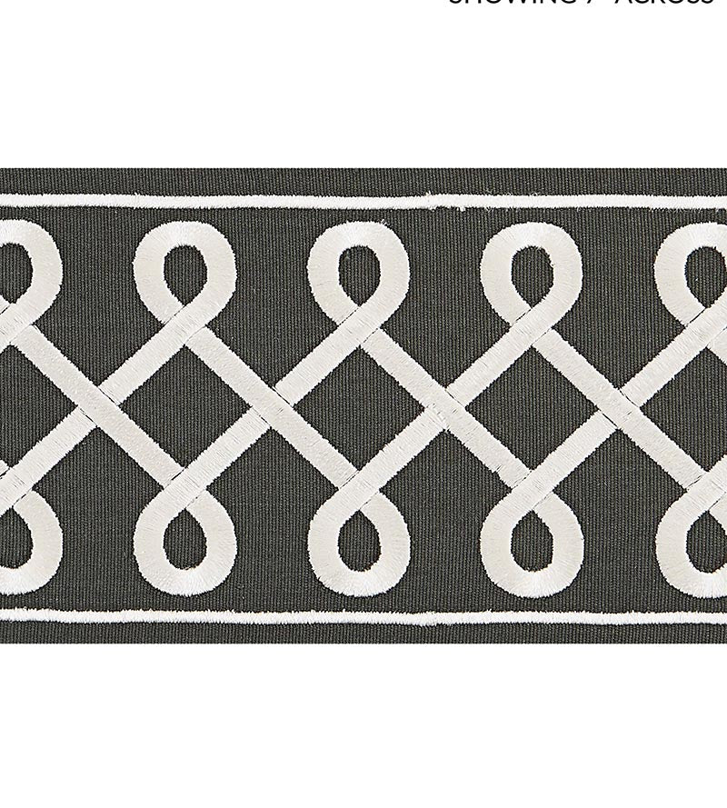 Scalamandre Soutache Embroidered Tape Charcoal Trim Sample SC 0005T3281