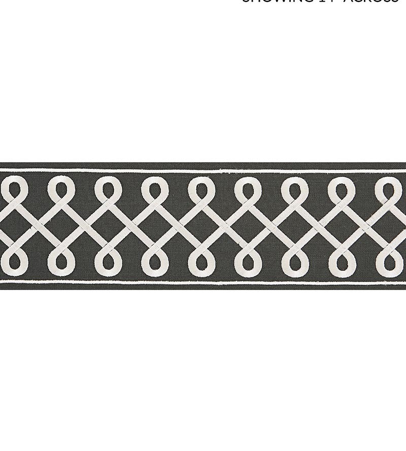 Scalamandre Soutache Embroidered Tape Charcoal Trim Sample SC 0005T3281