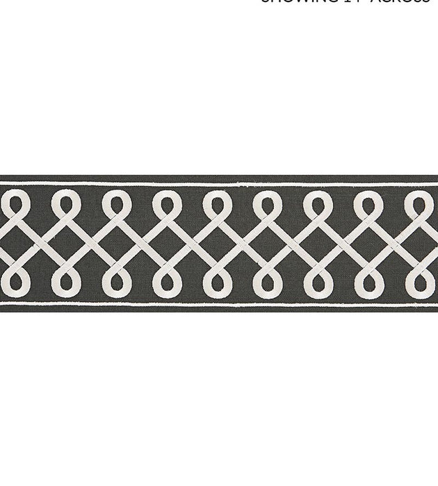 Scalamandre Soutache Embroidered Tape Charcoal Trim Sample SC 0005T3281