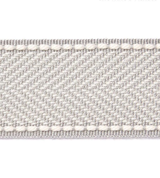 Scalamandre Montauk Herringbone Tape Silver Grey Trim Sample SC 0005T3285