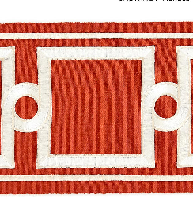 Scalamandre Square Link Embroidered Tape Carnelian Trim Sample SC 0005T3287