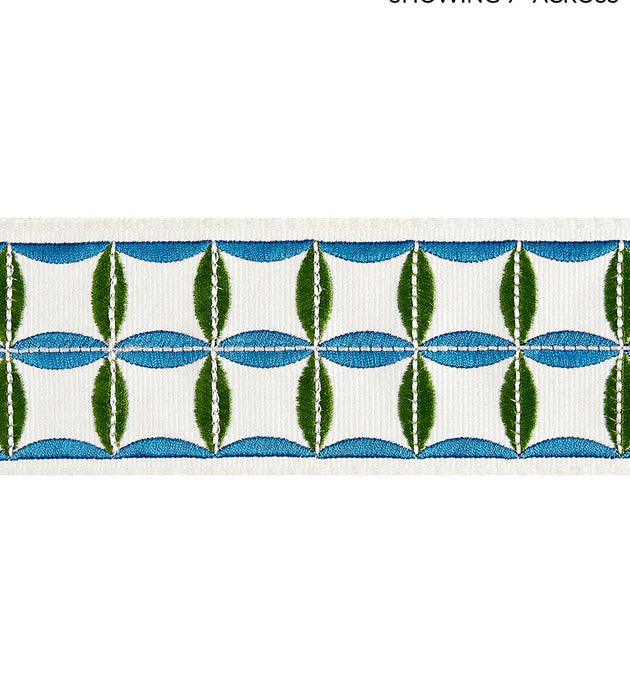 Scalamandre Fiori Embroidered Tape Peacock Trim Sample SC 0005T3288