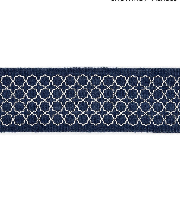 Scalamandre Seville Embroidered Tape Indigo Trim Sample SC 0005T3289