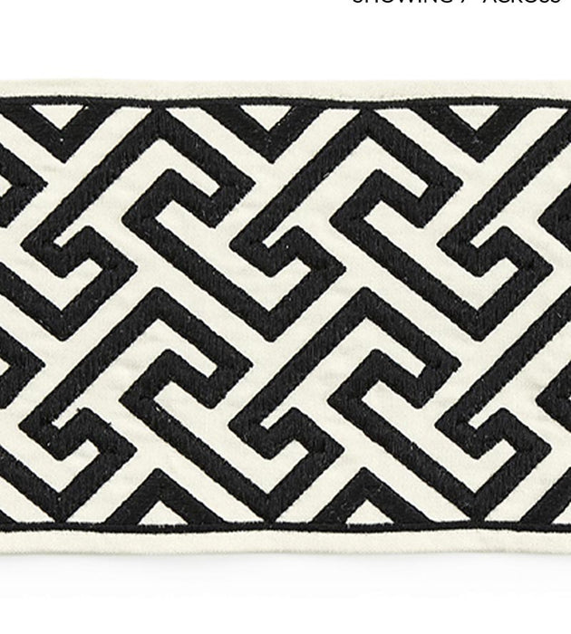 Scalamandre Labyrinth Embroidered Tape Noir Trim Sample SC 0005T3319