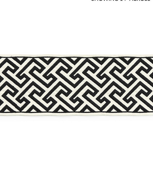 Scalamandre Labyrinth Embroidered Tape Noir Trim Sample SC 0005T3319