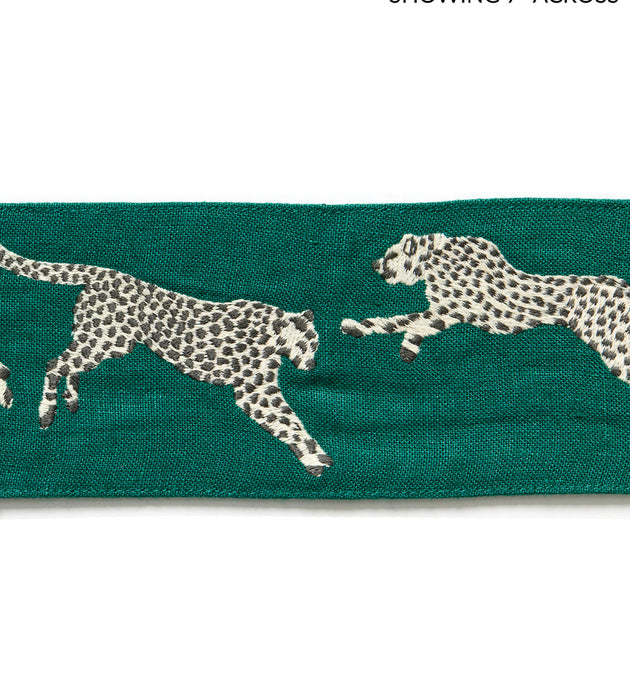 Scalamandre Leaping Cheetah Embrdry Tape Evergreen Trim SC 0005T3331