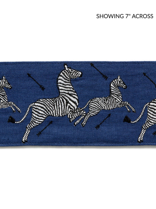 Scalamandre Zebras Embroidered Tape Denim Trim Sample SC 0005T3332