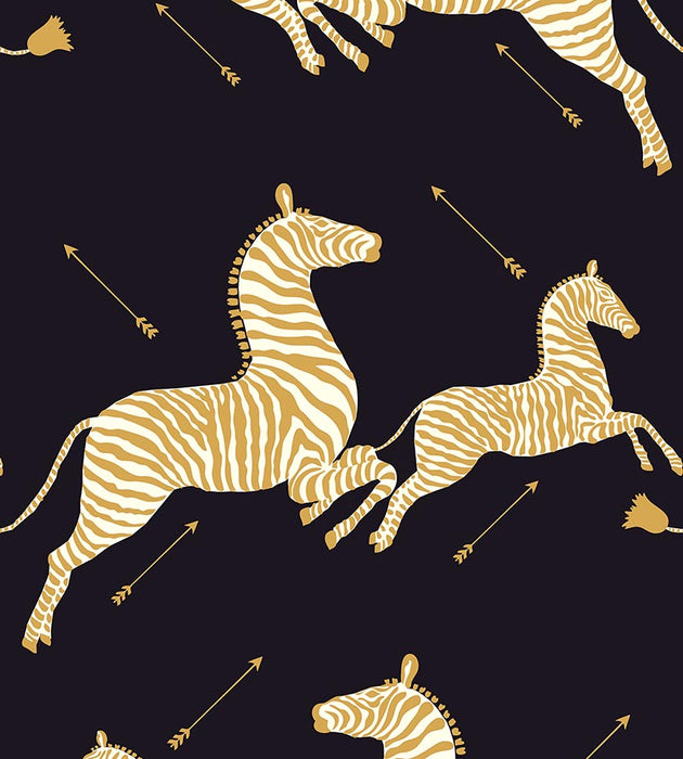 Scalamandre Zebras - Vinyl Black Wallpaper Sample SC 0005WP81388MV