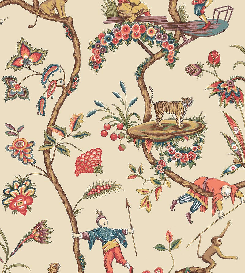 Scalamandre Chinoise Exotique - Removable Ecru Wallpaper SC 0005WP81547PS