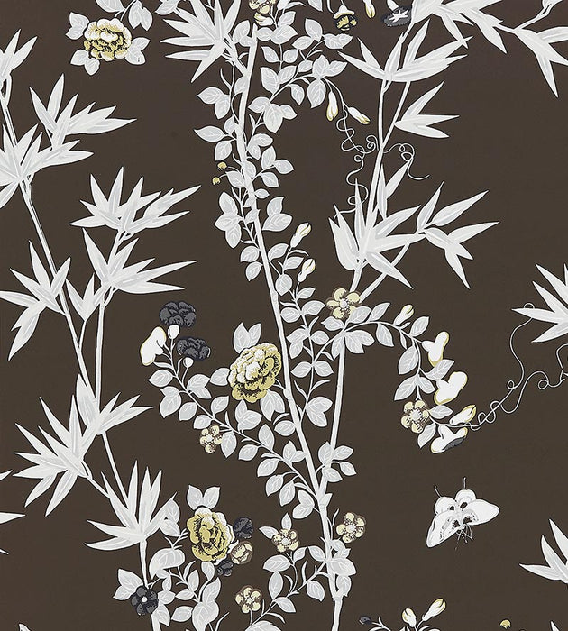 Scalamandre Jardin De Chine Espresso Wallpaper Sample SC 0005WP88375