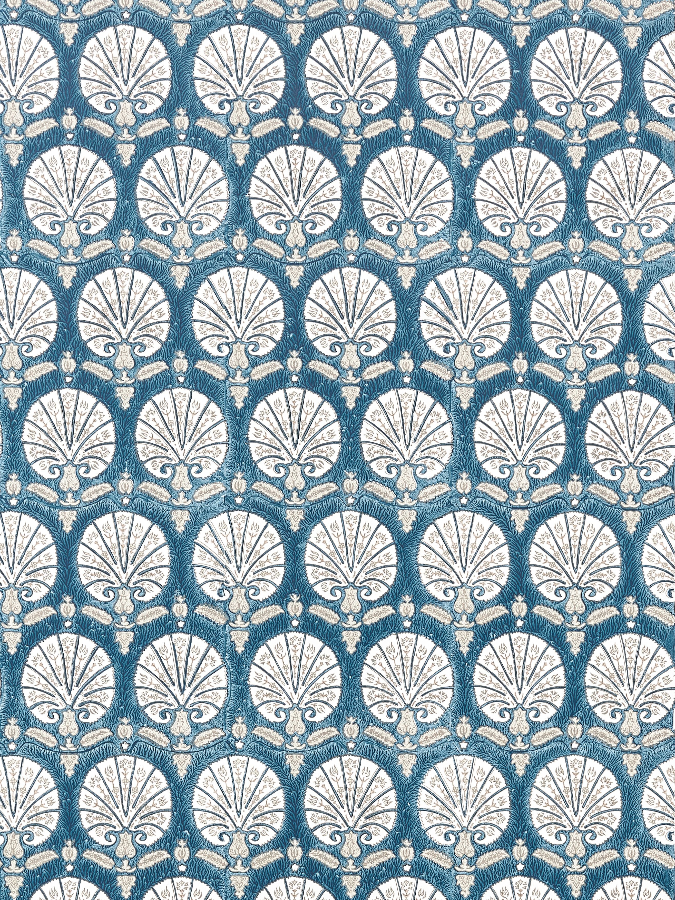 Scalamandre Karanfil Block Print Indigo Wallpaper SC 0005WP88560