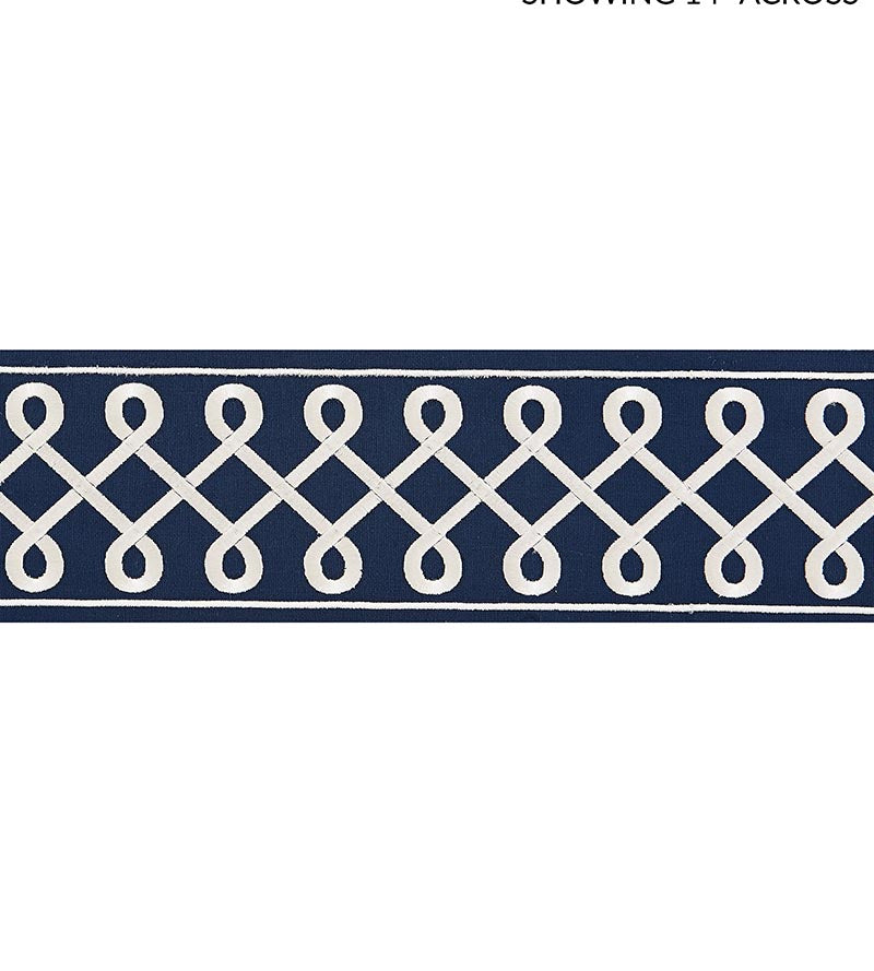 Scalamandre Soutache Embroidered Tape Navy Trim Sample SC 0006T3281