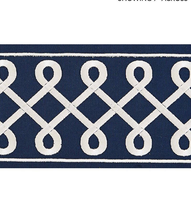 Scalamandre Soutache Embroidered Tape Navy Trim Sample SC 0006T3281