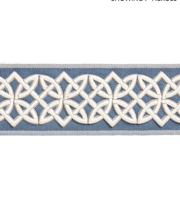 Scalamandre Celtic Embroidered Tape Dusk Blue Trim Sample SC 0006T3282