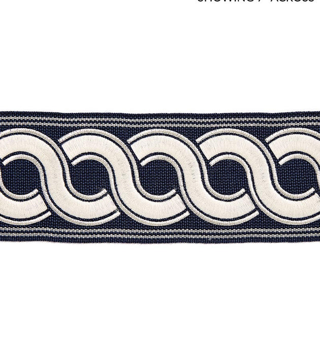 Scalamandre Guilloche Embroidered Tape Indigo Trim SC 0006T3283