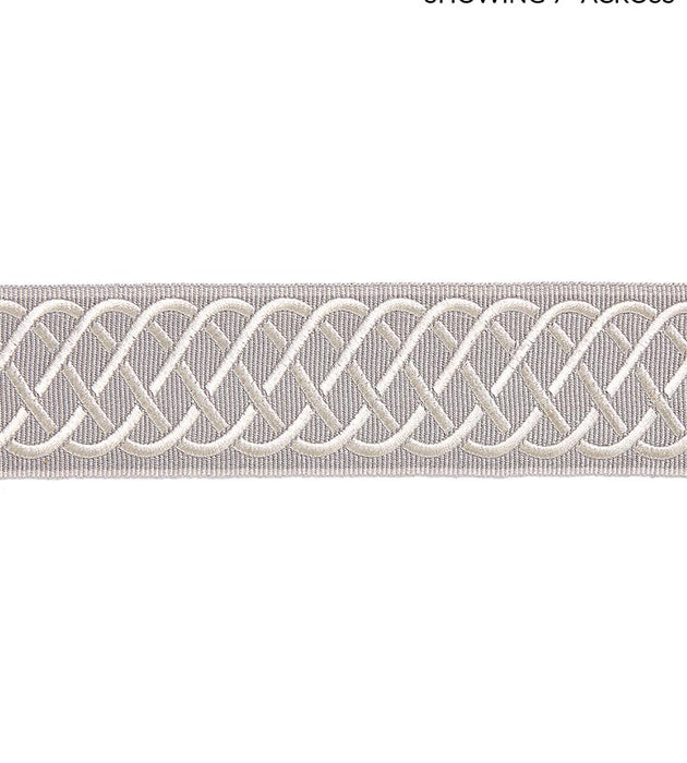 Scalamandre Helix Embroidered Tape Silver Grey Trim Sample SC 0006T3284