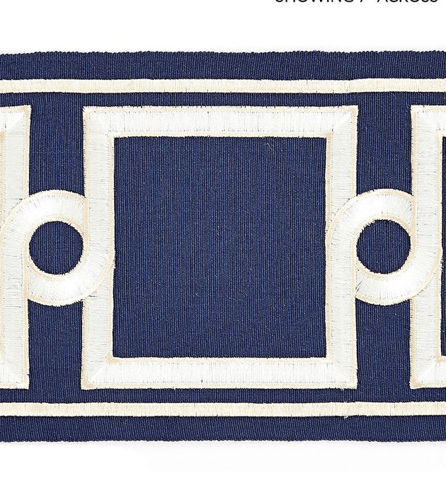 Scalamandre Square Link Embroidered Tape Indigo Trim Sample SC 0006T3287