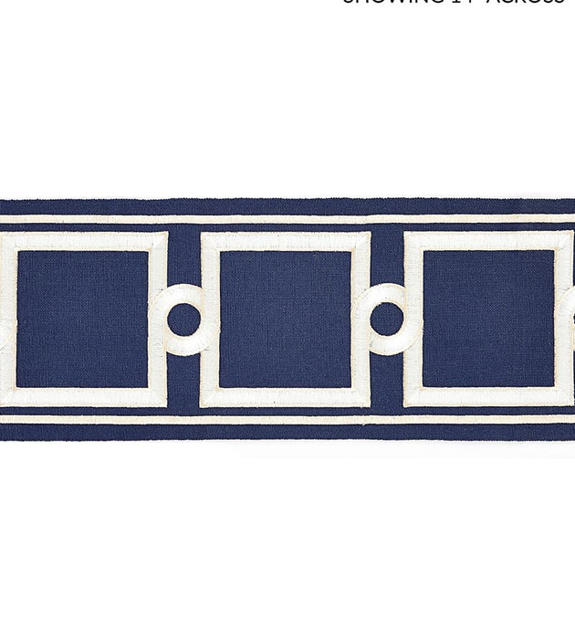 Scalamandre Square Link Embroidered Tape Indigo Trim Sample SC 0006T3287