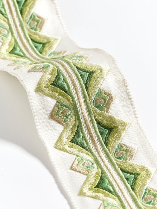 Scalamandre Flamme Embroidered Tape Jade Trim SC 0006T3335