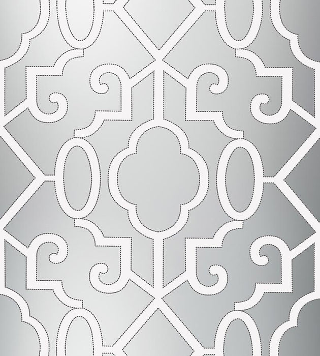 Scalamandre Ming Fretwork WP Silver Wallpaper Sample SC 0006WP88356